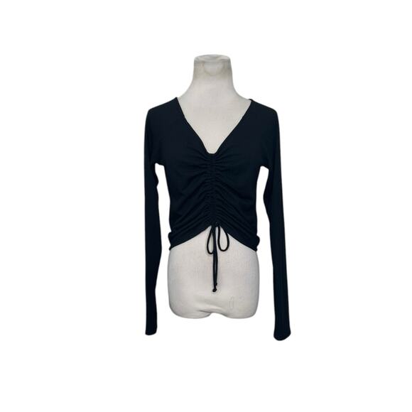 PST black long sleeves ruched top size M - Picture 1 of 11